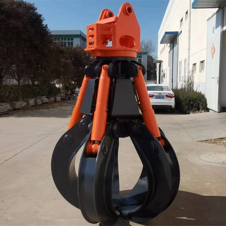 orange peel excavator scrap grapple